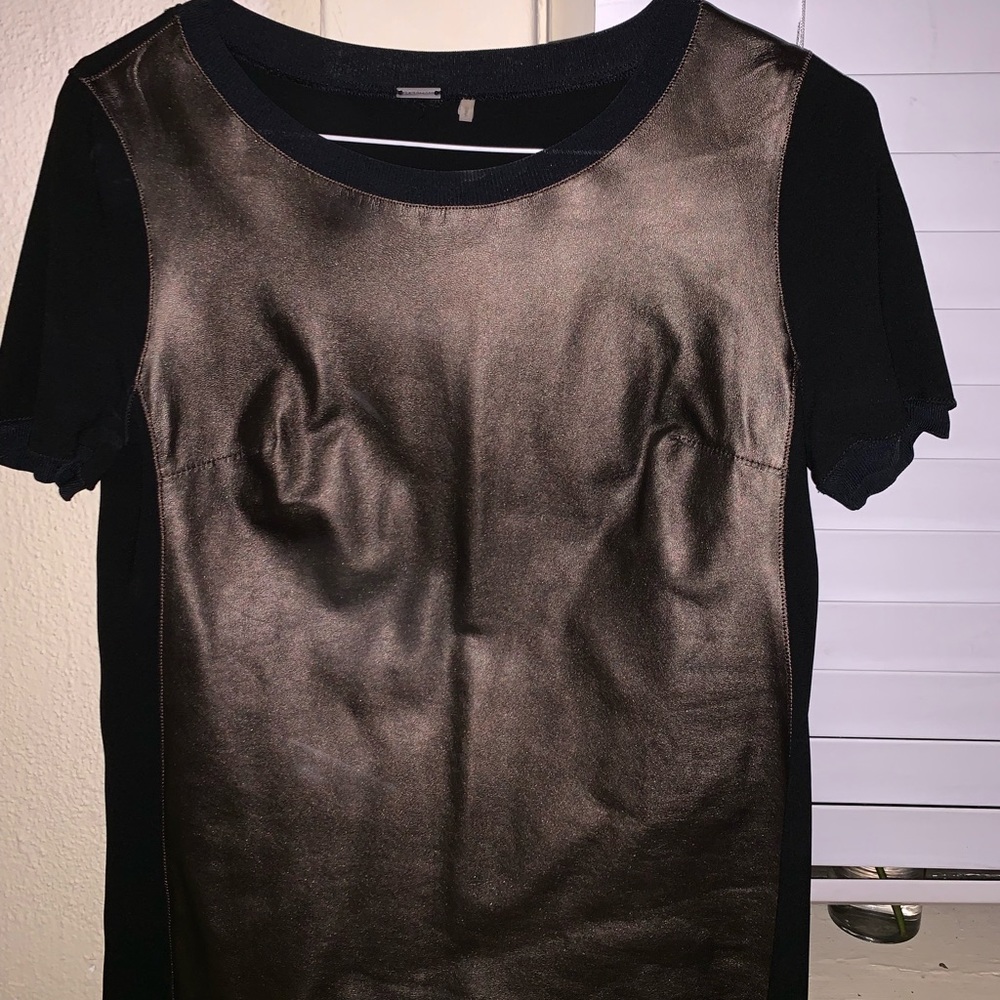 Elie Tahari Bronze Lamb Leather Shirt
